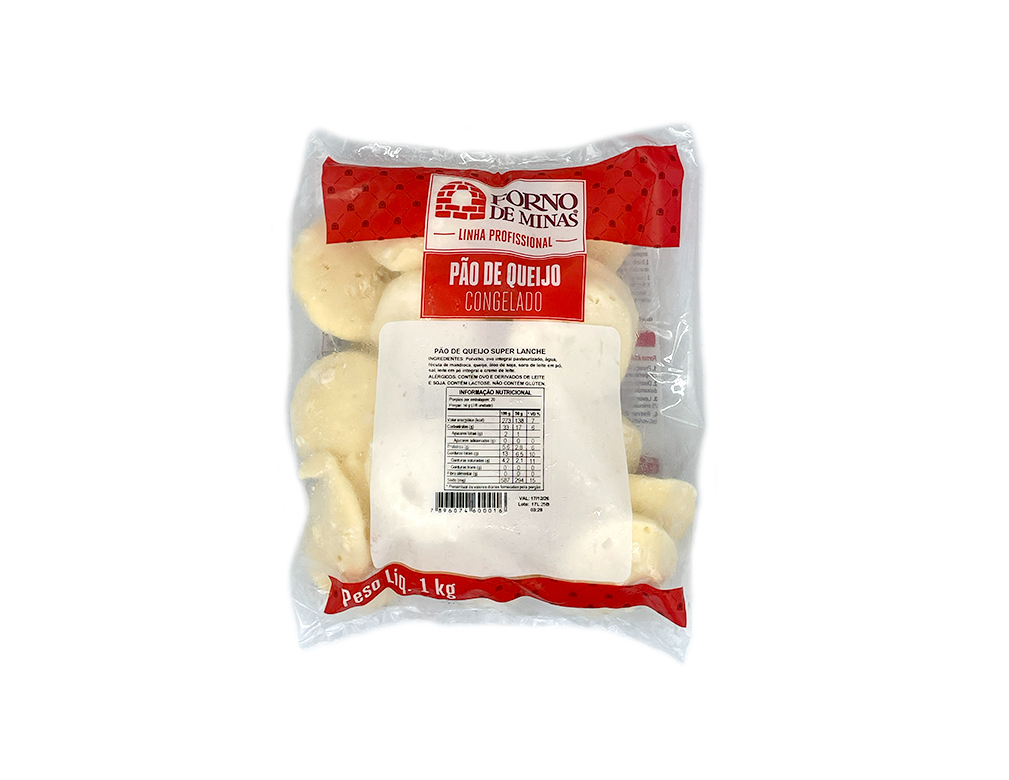 PÃO DE QUEIJO CONGELADO SUPER LANCHE FORNO DE MINAS 1 KG (CX 10 PCT)